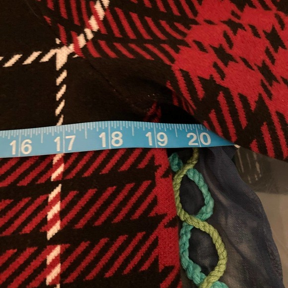 Anne Klein Sweater Womens Sz S Red Black‎ Plaid Pullover Mock Neck Split Hem - Picture 11 of 12